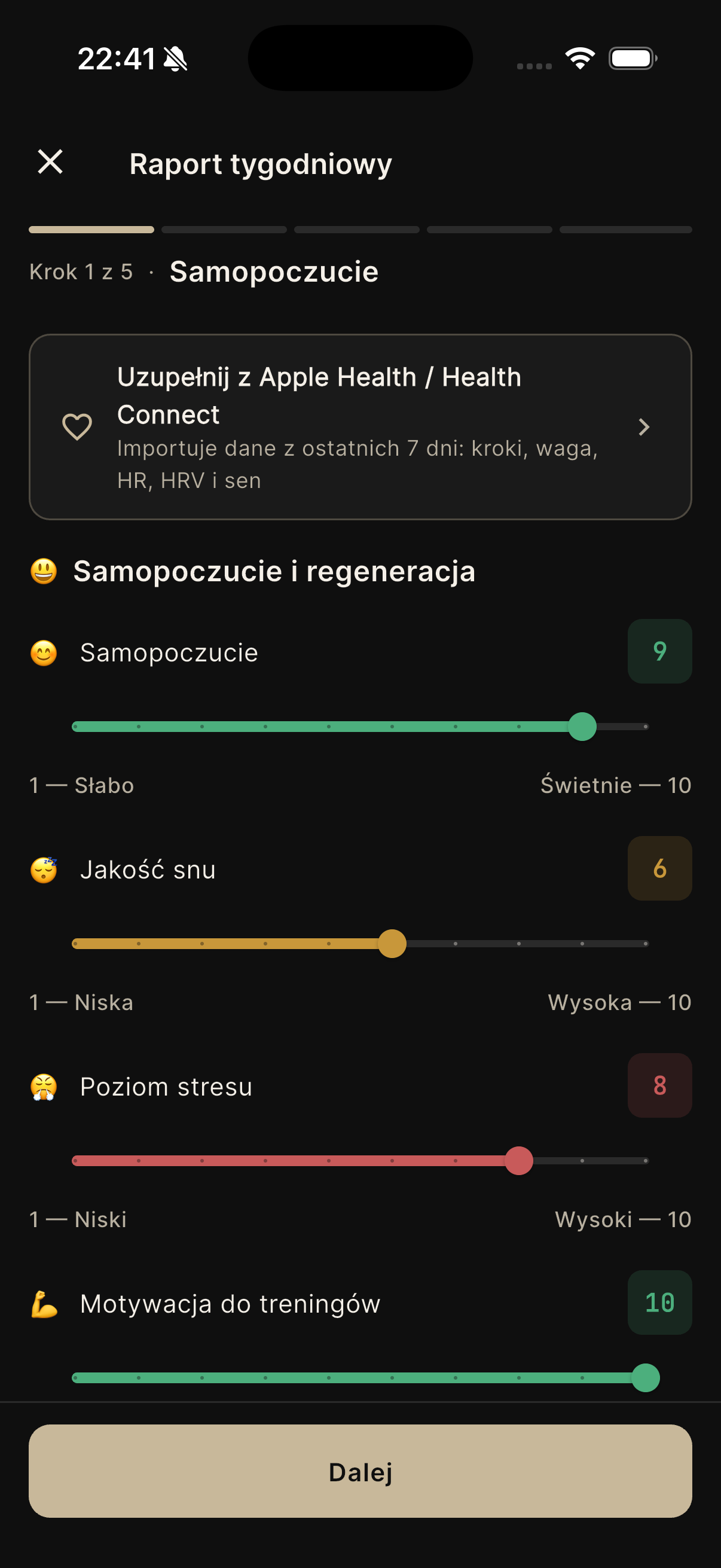 Krok 1 - Samopoczucie